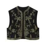 New autumn women clothing round neck embroidered short vest - Image 2