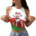 Christmas clothing sleeveless off shoulder short vest for women