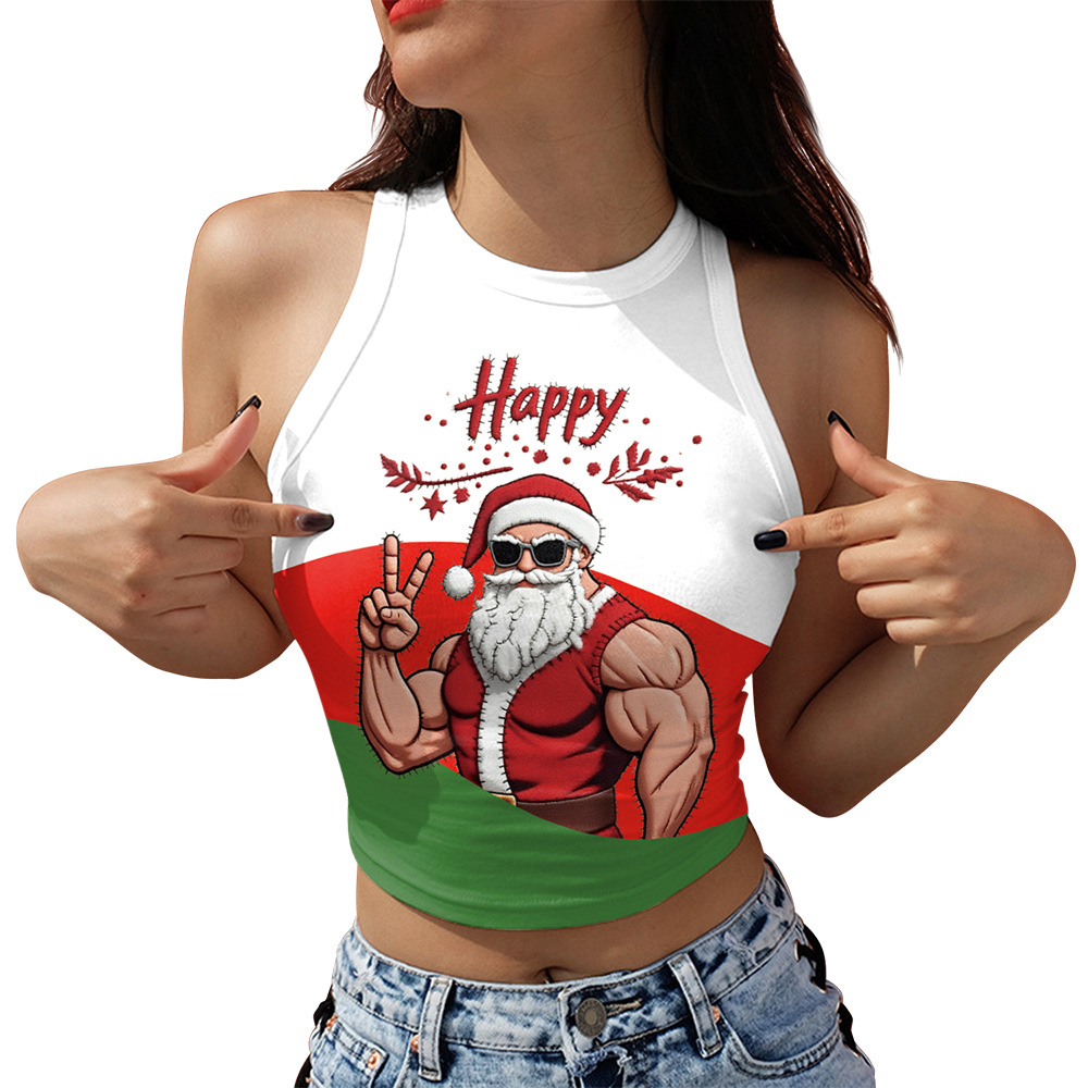 554868632 Christmas clothing sleeveless off shoulder short vest for women - Image 1
